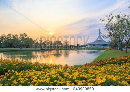 Bangkok, Thailand. - April 22, 2018 : Ratchamangkhala Pavilion At Public Park Name Suan Luang Rama I