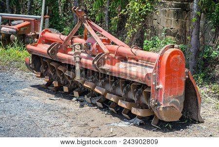 The Old Orange Rotary Cultivator For Trator