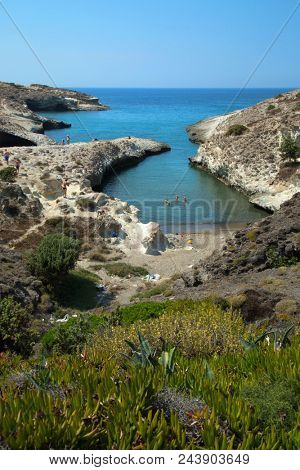 Papafragas beach in Milos in Greece