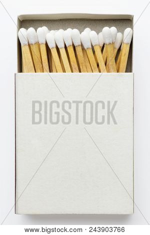 Close-up Of Open Matchbox, Isolated On White Background