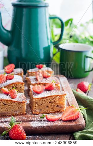 Strawberry Pie With Whole-grain Flour, Selective Focus