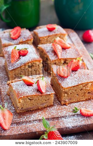 Strawberry Pie With Whole-grain Flour, Selective Focus