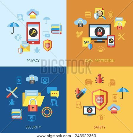 Digital Vector Data Protection Icon Set