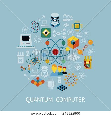 Digital Vector Quantum Computing Icon Set