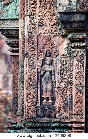 Socha Carving na Mandapa, Banteay Sreiz, Kambodža