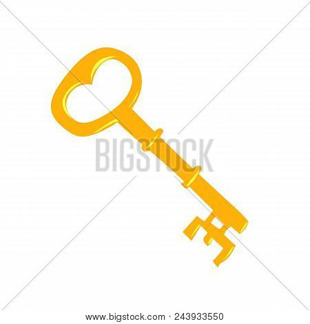 Sceleton Golden Key. Symbol Of Openness Or Knowledge . Key Icon. Colored Flat Vector Illustration. I