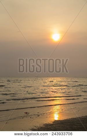 The Sunset Sea Beach Time In Thailand