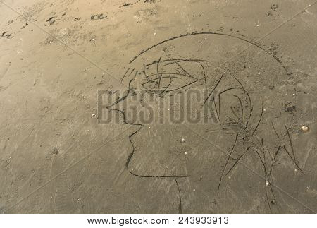 A Drawing Of A People On The Sand