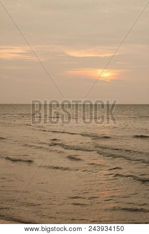 The Sea With Sunset View On The Cloudy Day