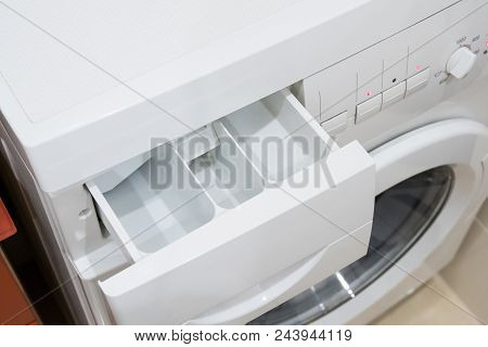 Open Tray For Washing Powder In The Washing Machine