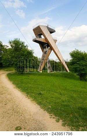 Observation Desk On Beautiful Salas Lookout Tower, Moravia, Czech Republic,