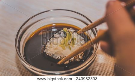 Sushi Set Sashimi And Sushi Rolls, Maki