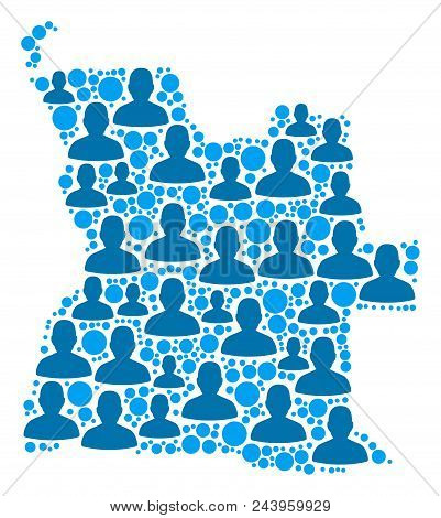 Population Angola Map. Demography Vector Collage Of Angola Map Organized Of Random Human Items And S