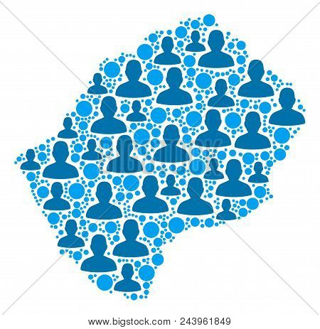 Population Lesotho Map. Demography Vector Composition Of Lesotho Map Constructed Of Scattered Men El