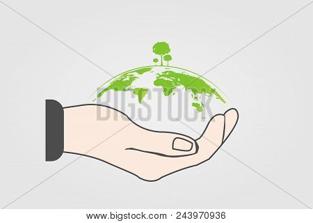 The World In Your Hands Ecology Concept.green Cities Help The World With Eco-friendly Concept Idea.w