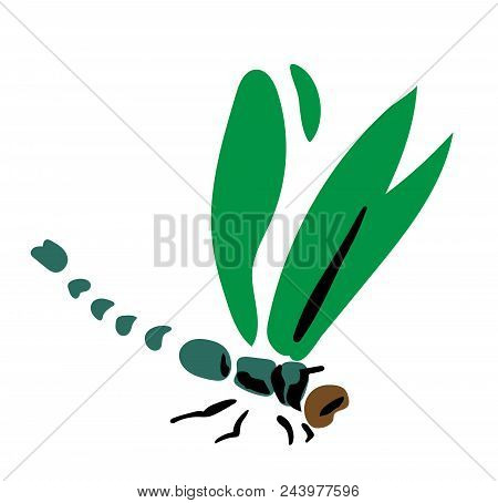 Dragonfly Insect Profile View Simple Esp 10 Flat Vector Illustration