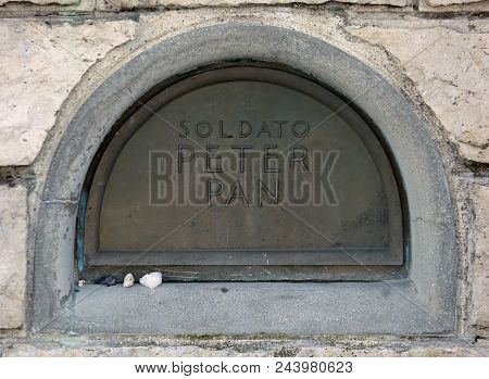 Grappa Mount, Tv, Italy - December 8, 2015:strange Strangles In The Grave Of The Soldier Named Peter