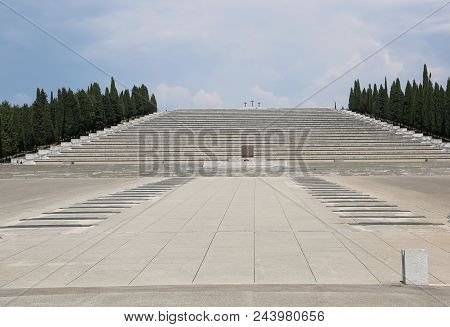 Redipuglia, Go, Italy - June 3, 2017: Immense Staircase Of  Redipuglia War Memorial Is A