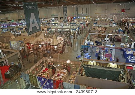 Vicenza, Vi, Italy - October 21, 2017: Many Stands Of The Great Exhibition Fair Called Abilmente Wit