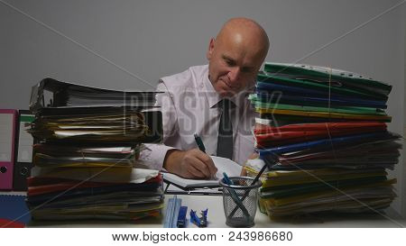 Happy Businessman Image Smile And Work In Financial Archive Room