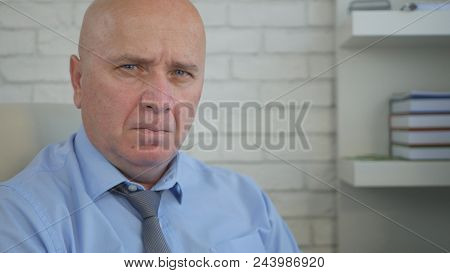 Businessman Image In Office Bad Interior Looking To Camera Having A Bad Look
