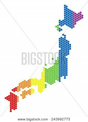 A Dotted Lgbt Japan Map For Lesbians, Gays, Bisexuals, And Transgenders. Color Vector Composition Of