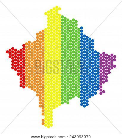 A Dotted Lgbt Kosovo Map For Lesbians, Gays, Bisexuals, And Transgenders. Color Vector Mosaic Of Kos