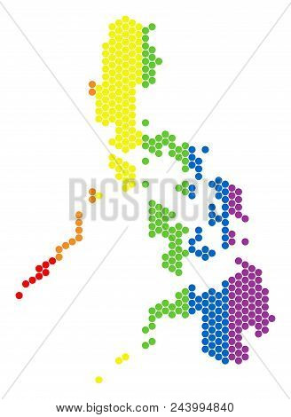 A Dotted Lgbt Philippines Map For Lesbians, Gays, Bisexuals, And Transgenders. Color Vector Collage 