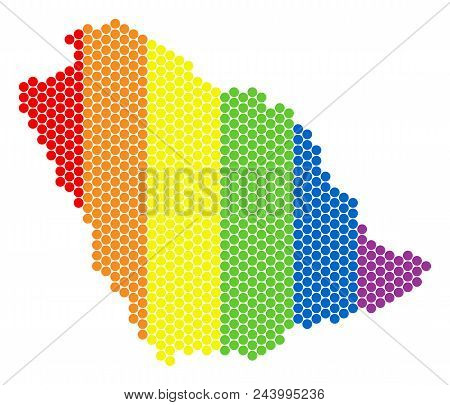 A Dotted Lgbt Saudi Arabia Map For Lesbians, Gays, Bisexuals, And Transgenders. Color Vector Collage