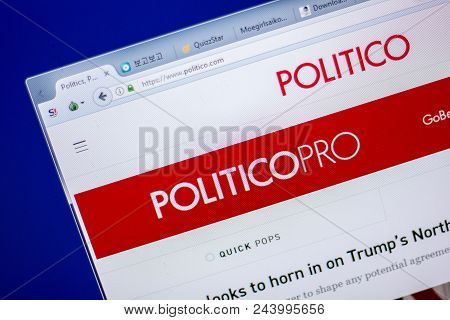 Ryazan, Russia - June 05, 2018: Homepage Of Politico Website On The Display Of Pc, Url - Politico.co