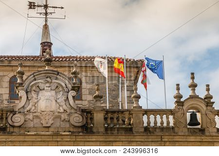 Architectural Detail Of City Hall Of Irun In Spain