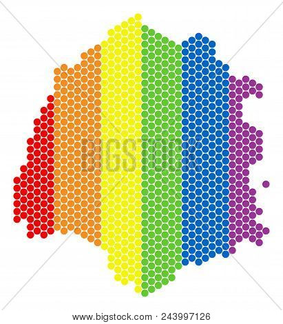 A Dotted Lgbt Thassos Greek Island Map For Lesbians, Gays, Bisexuals, And Transgenders. Multicolored