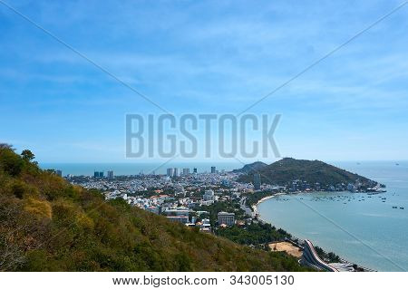 Vung Tau, Vietnam - December.24.2020: View Over Vung Tau From Cable Car To Ho May Park