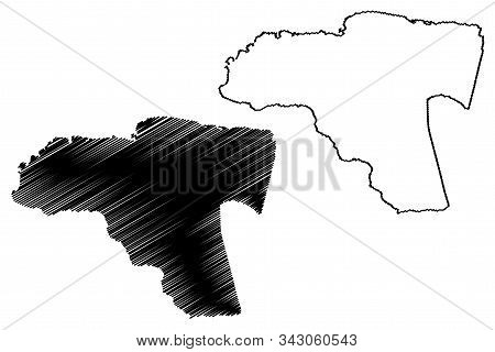 Cornwall County (counties Of Jamaica) Map Vector Illustration, Scribble Sketch Cornwall Map