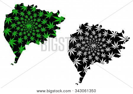 Taiz Governorate (governorates Of Yemen, Republic Of Yemen) Map Is Designed Cannabis Leaf Green And 