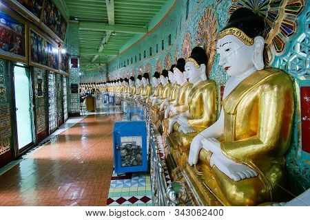 U Min Thonze Pagoda Temple Is One Of The Most Distinctive Complexes On The Main Hill Top Of Sagaing.