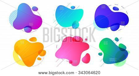 Set Of Modern Abstract Liquid Badge Template. Trendy Design Element For Presentation And Promotion.