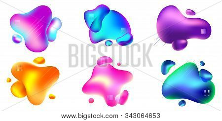 Set Of Modern Abstract Liquid Badge Template. Trendy Design Element For Presentation And Promotion.