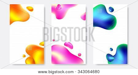 Set Of Abstract Liquid Banner Template For Web, Brochure, Poster. Trendy Design Element For Presenta