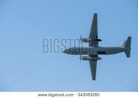 Bucharest/ Romania - Aeronautic Show - September 21, 2019: An30 Military Airplane Flying In The Sky