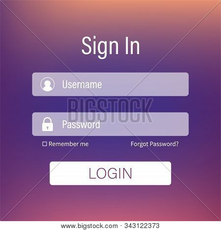 Login Form Page. Website Ui Vector Elements. Vector Stock Illustration.