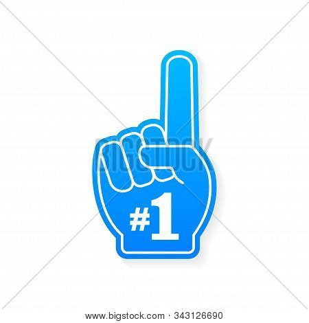 Fan Logo Hand With Finger Up. Hand Up With Number 1. Vector Stock Illustration.