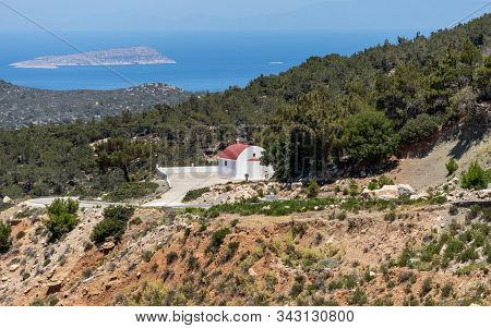 Panoramic View At Landscape And Coastline Near Monolithos On Greek Island Rhodes With Church In The 