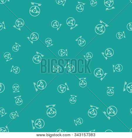 Green Racing Simulator Cockpit Icon Isolated Seamless Pattern On Green Background. Gaming Accessory.