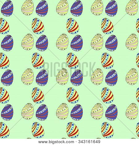 Beautiful Seamless Pattern. Happy Easter Background. Easter Egg. Vector Stock Illustration Drawn In 