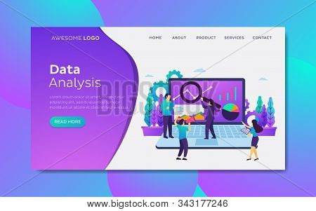 Data Analysis Modern Flat Design Concept Landing Page Template