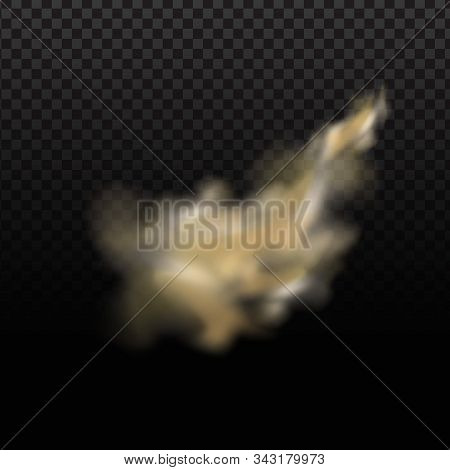 Dust Cloud, Sand Storm, Powder Spray On Transparent Background. Desert Wind With Cloud Of Dust And S