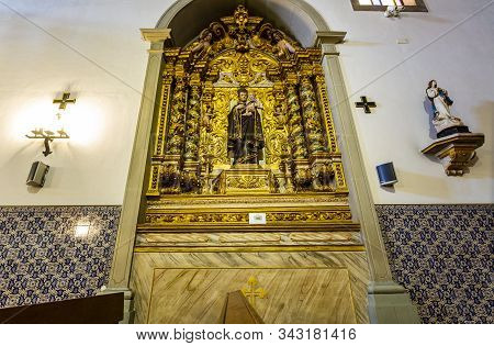 Pombal, Portugal - August 23, 2019: Details Of The Side Chapels Of The Old Parish Church Of St Marti