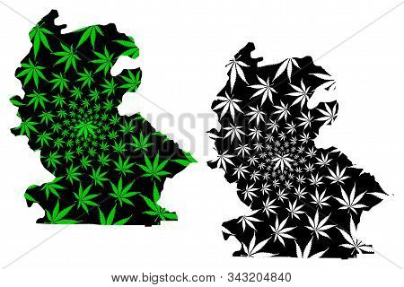 Centre-ouest Region (regions Of Burkina Faso, Burkina Faso) Map Is Designed Cannabis Leaf Green And 