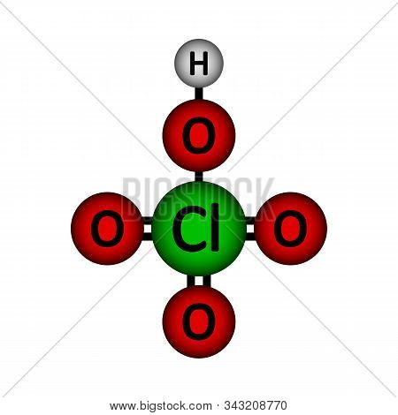 Perchloric Acid Molecule Icon On White Background. Vector Illustration.